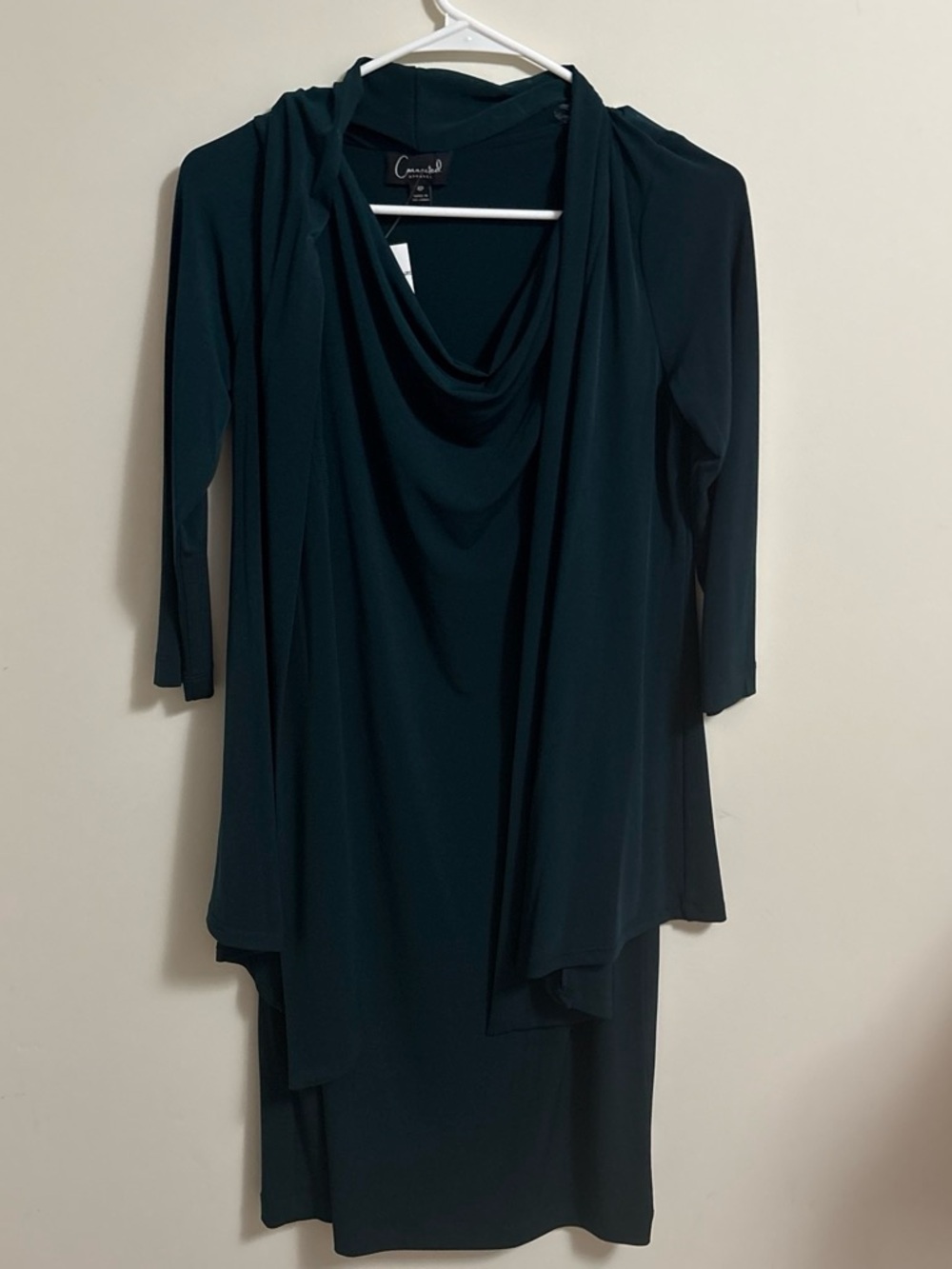 Connected Apparel Dark Teal Draped Midi Dress